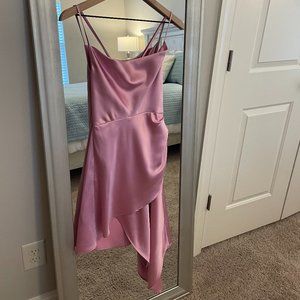 Forever 21 Women's Pink Satin Asymmetrical Hem Mini Dress Size Small